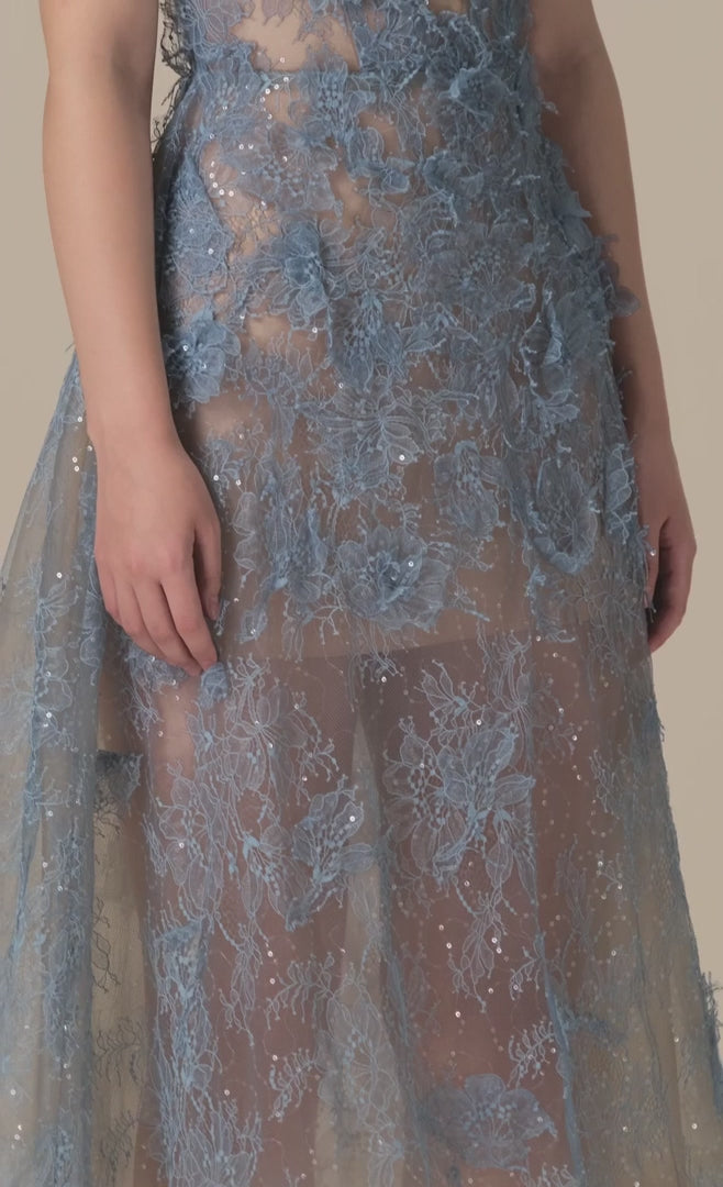 Blue lace dress - Cielie Floral Spitzenkleid blau Wedding guest dress